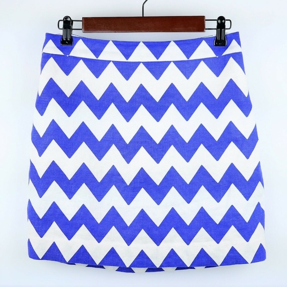 KATE SPADE Blue & white chevron linen skirt A Line